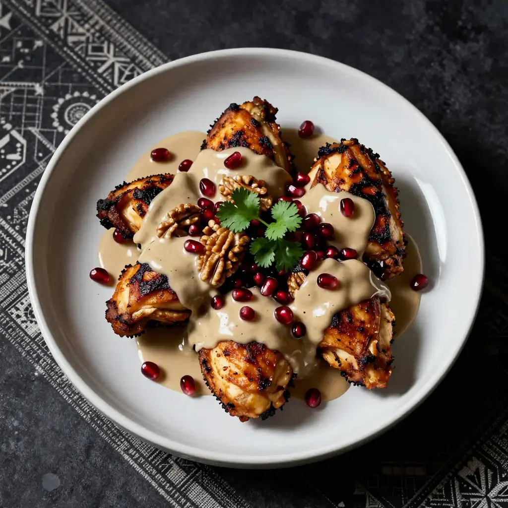 Bazhe Qatami (ბაჟე ქათამი — Georgian Grilled Chicken with Cold Walnut Sauce)