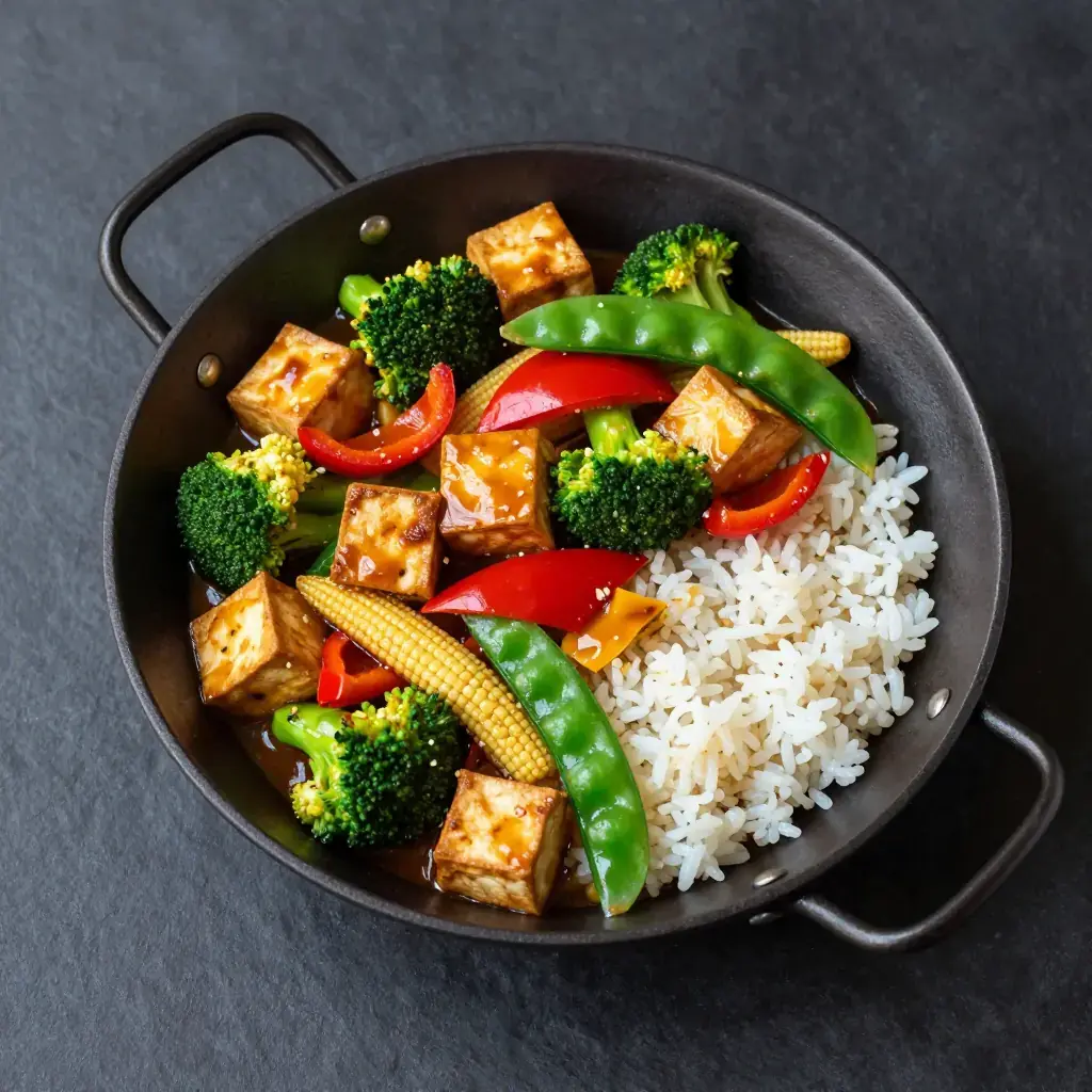 Pad Pak Ruam Mit Jay (Thai Stir-Fried Mixed Vegetables with Tofu)