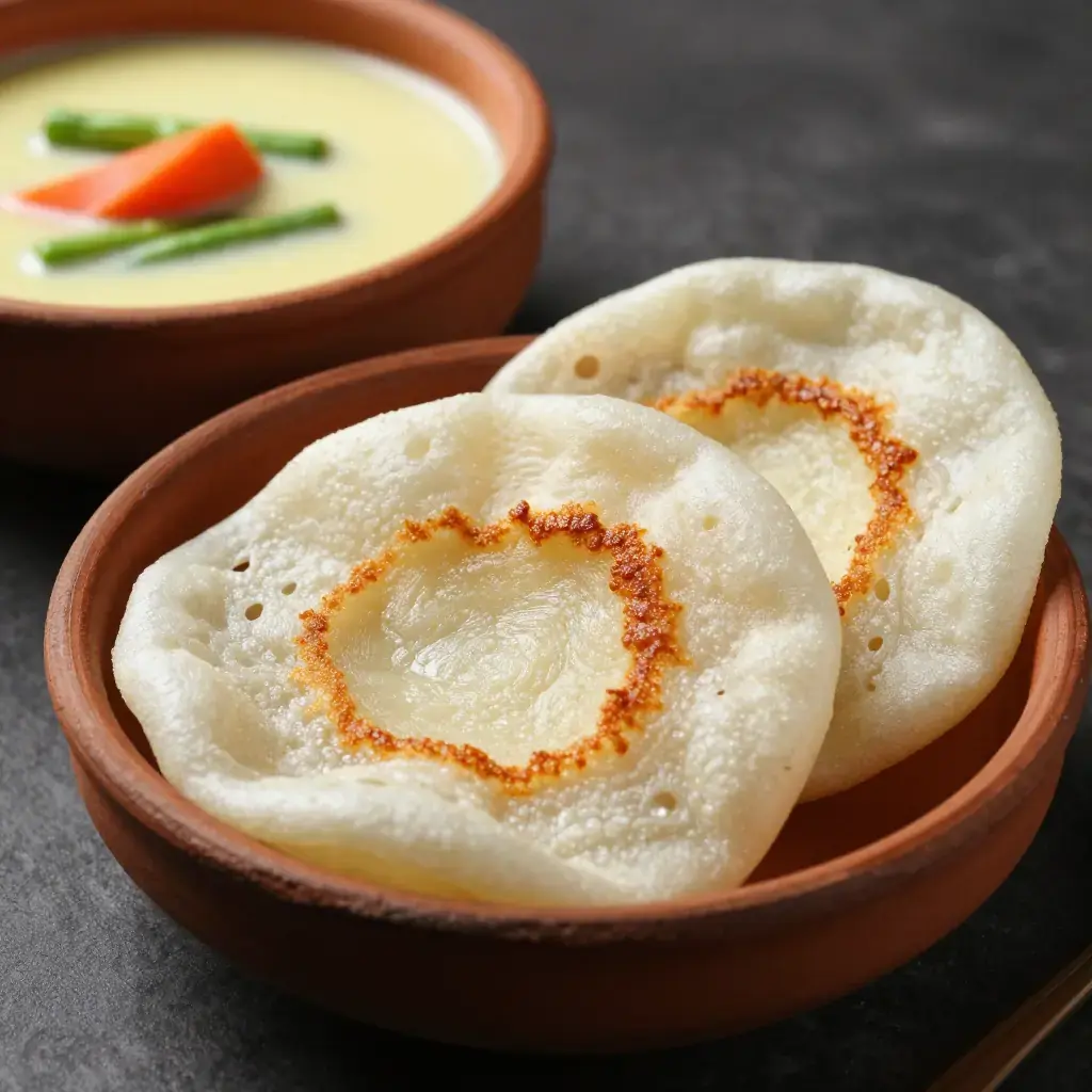 Appam with Vegetable Stew (அப்பம்)