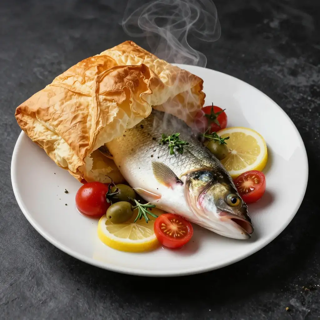 Branzino al Cartoccio con Erbe (Sea Bass in Parchment with Herbs)