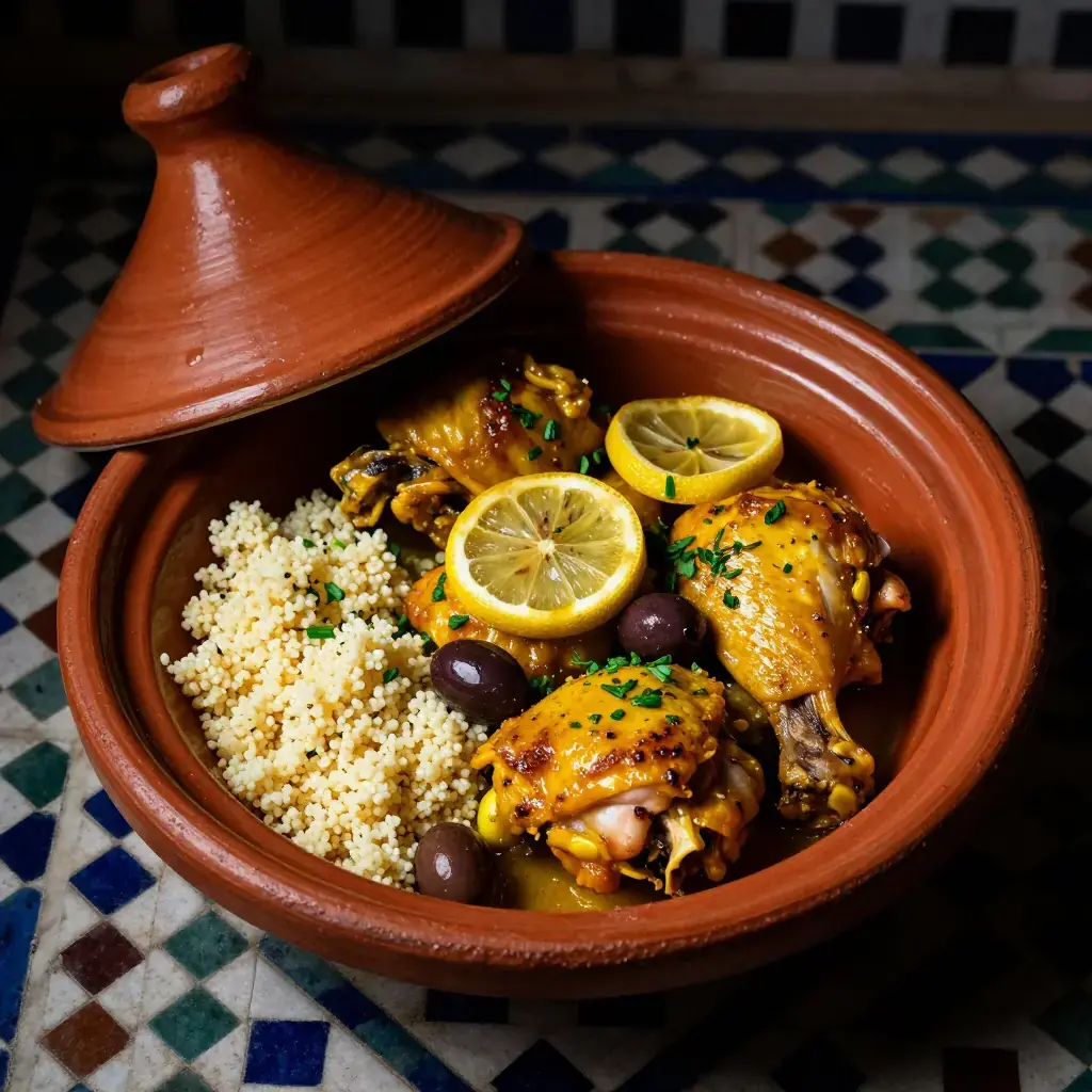 Djaj bil Hamad M'rakad (دجاج بالحامض المركد — Moroccan Preserved Lemon and Olive Chicken)