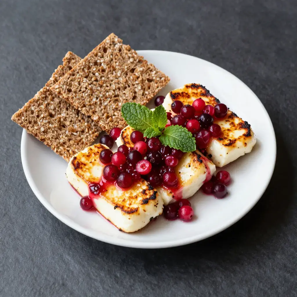 Grillad Halloumi med Lingonsalsa (Grilled Halloumi with Lingonberry Salsa)