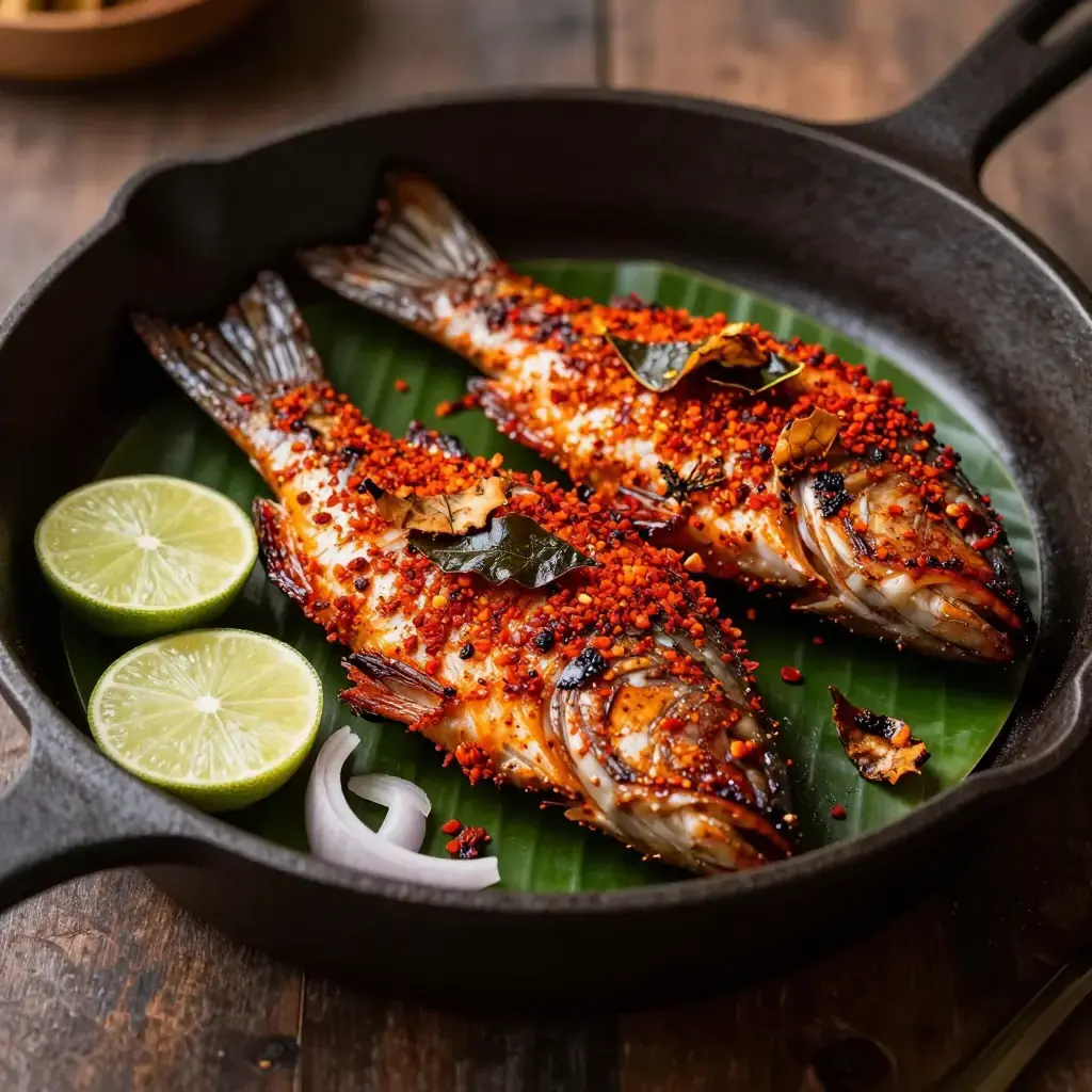 Vanjaram Meen Varuval (வஞ்சரம் மீன் வறுவல் — Tamil-Style Seared Kingfish with Kari Podi)