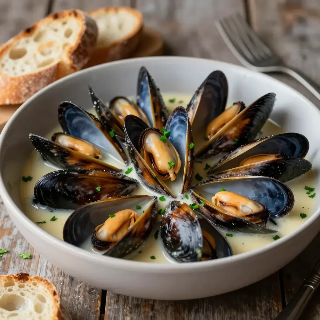 Moules Marinières au Beurre Blanc (Steamed Mussels with Beurre Blanc)