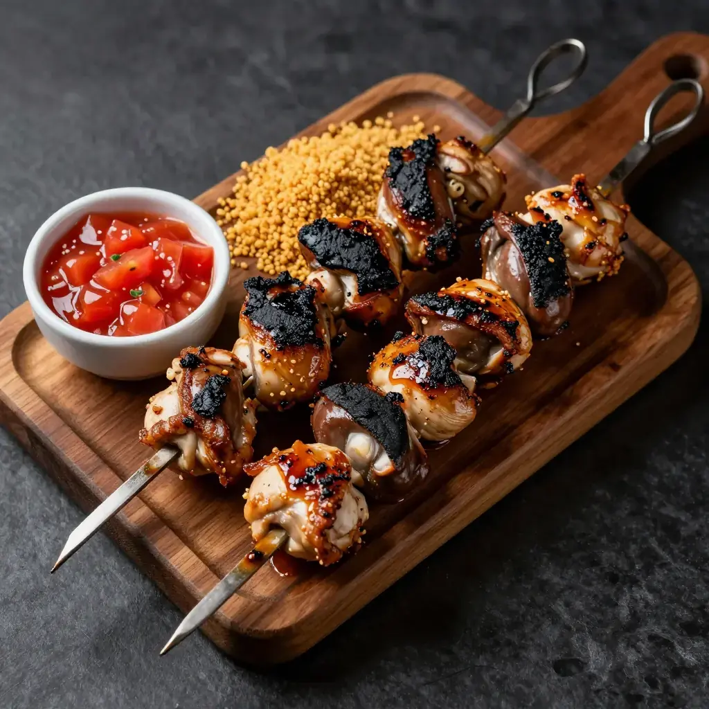 Espetinho de Coração de Frango (Brazilian Grilled Chicken Heart Skewers)