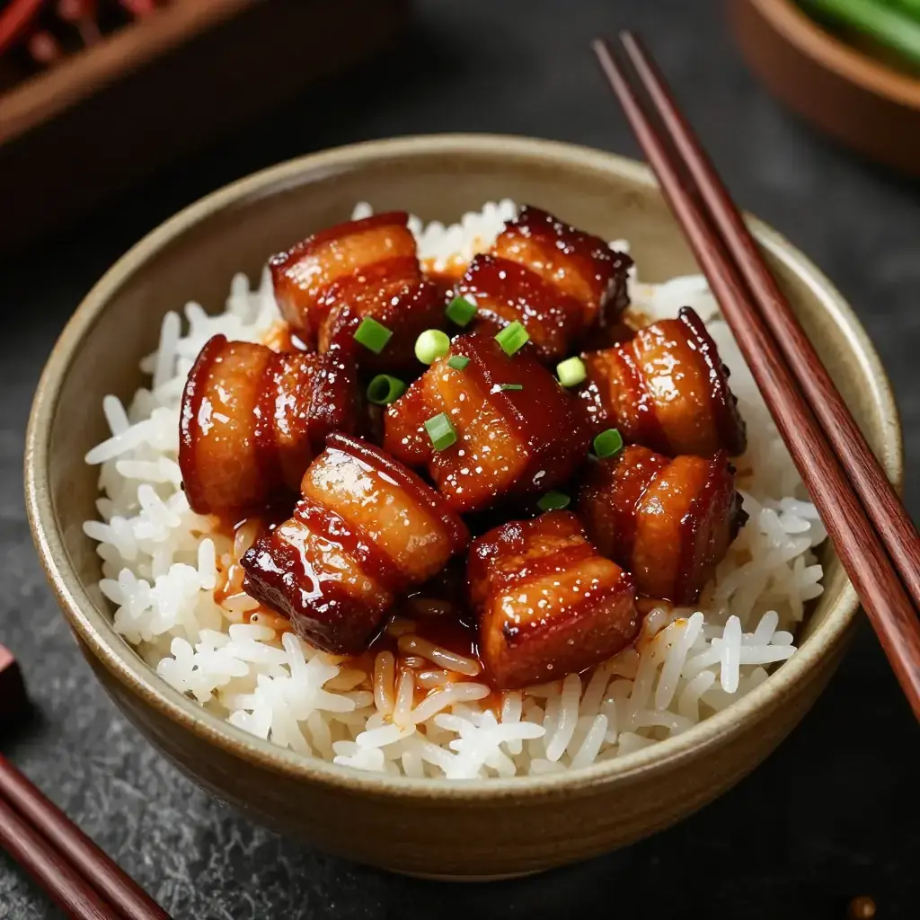 Hunan Hong Shao Rou Fan (湖南红烧肉饭 — Hunan Red-Braised Pork over Rice)