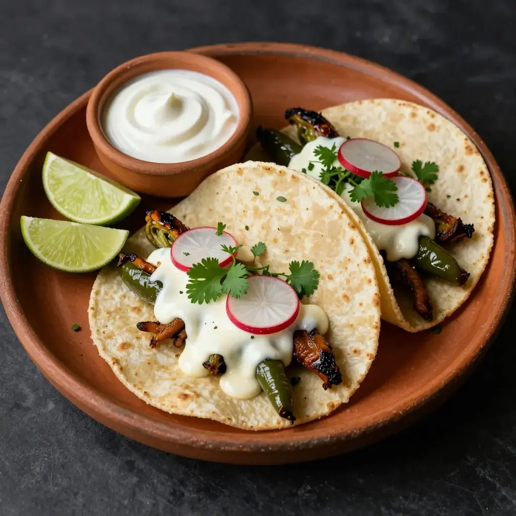 Tacos de Rajas con Crema (Roasted Poblano and Cream Tacos)