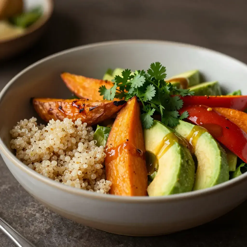 Ensalada de Quinoa con Aguacate y Vegetales Asados (Quinoa Salad with Avocado and Roasted Vegetables)