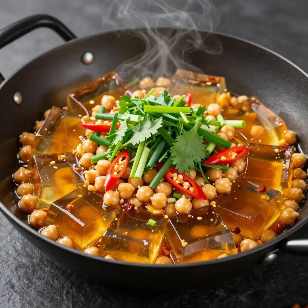Yunnan Chao Jidou Liangfen (云南炒鸡豆凉粉 — Stir-Fried Chickpea Jelly with Herbs)
