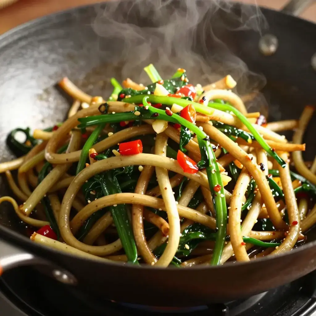 Yunnan Chao Che Tou Hua (云南炒折耳根 — Stir-Fried Houttuynia with Chili and Herbs)