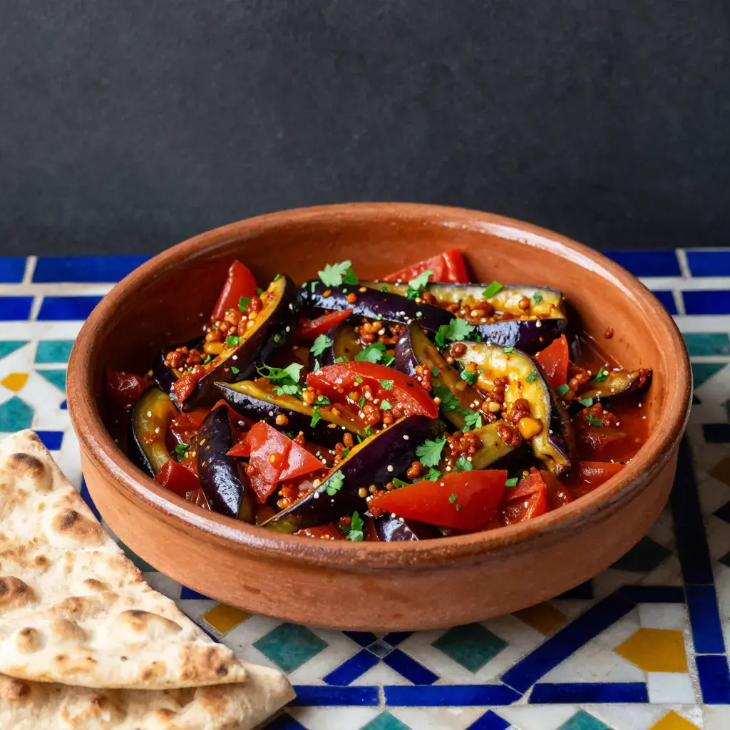 Zaalouk Chaud (زعلوك ساخن — Moroccan Warm Stir-Fried Aubergine and Tomato)