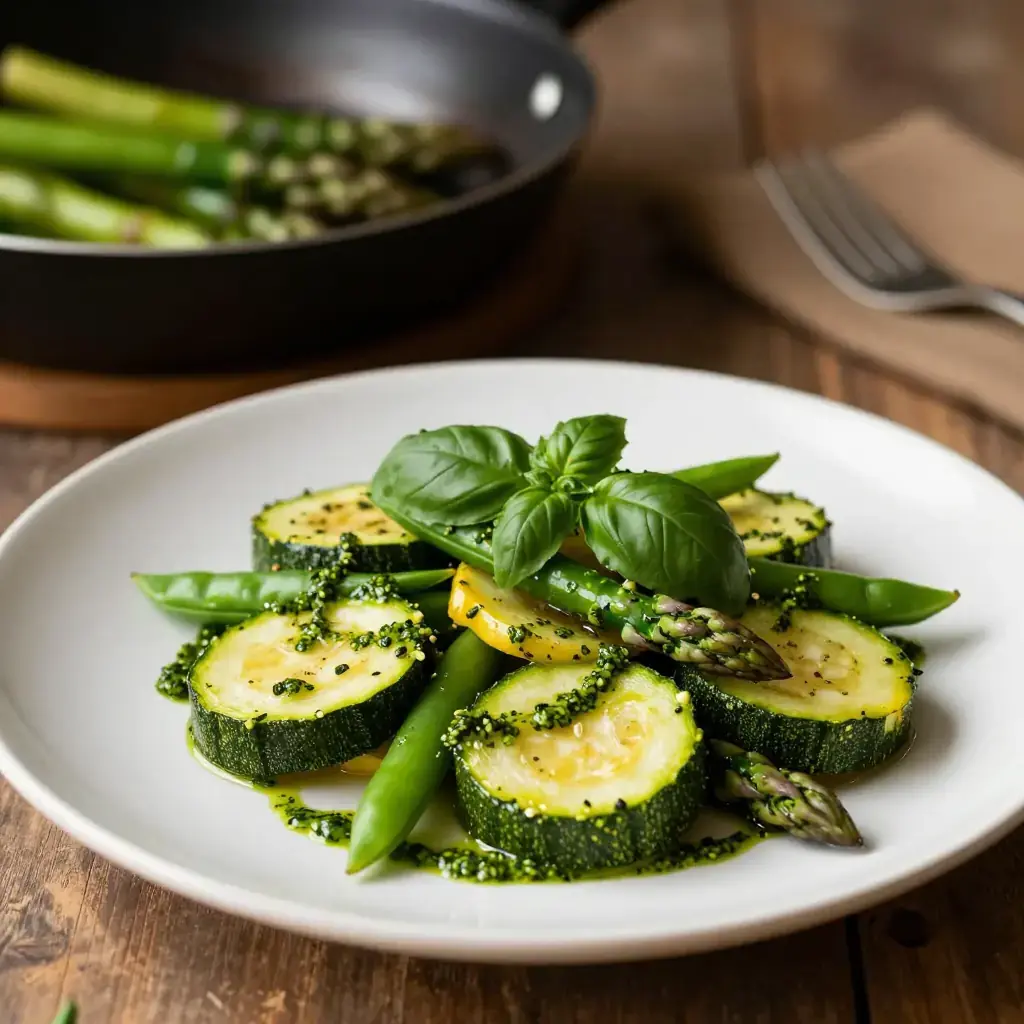 Poelée de Légumes Printaniers au Pistou (Spring Vegetable Sauté with Pistou)