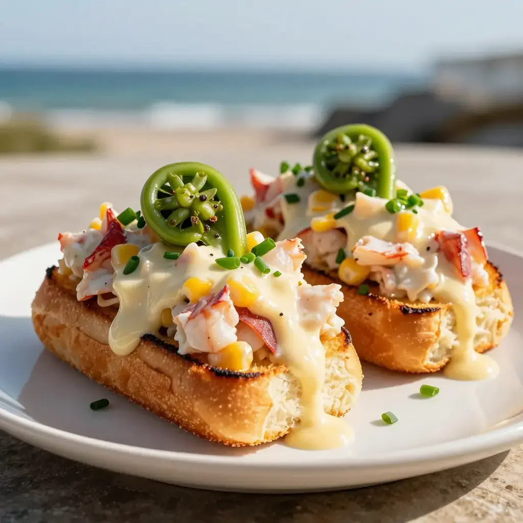 Lobster Rolls with Pickled Fiddleheads and Corn Crema