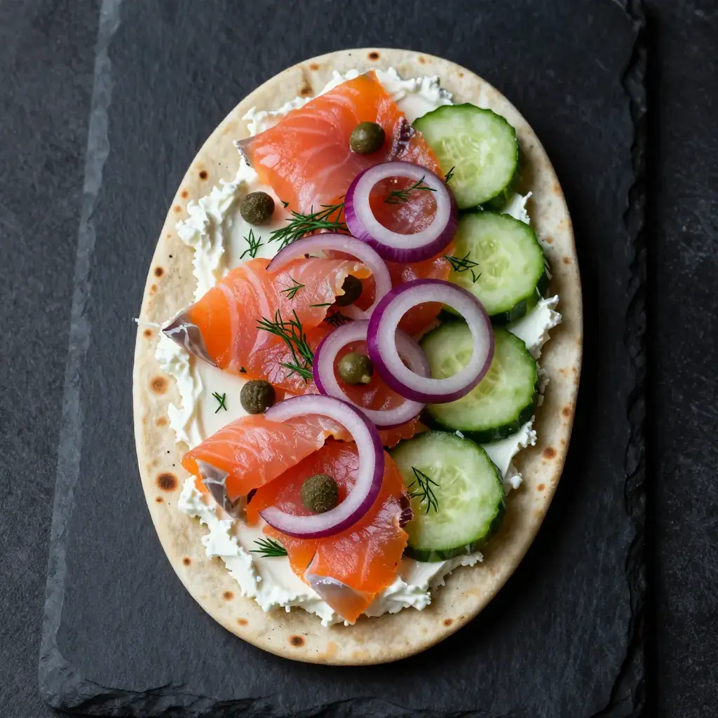 Pacific NW Smoked Salmon Flatbread with Capers and Dill