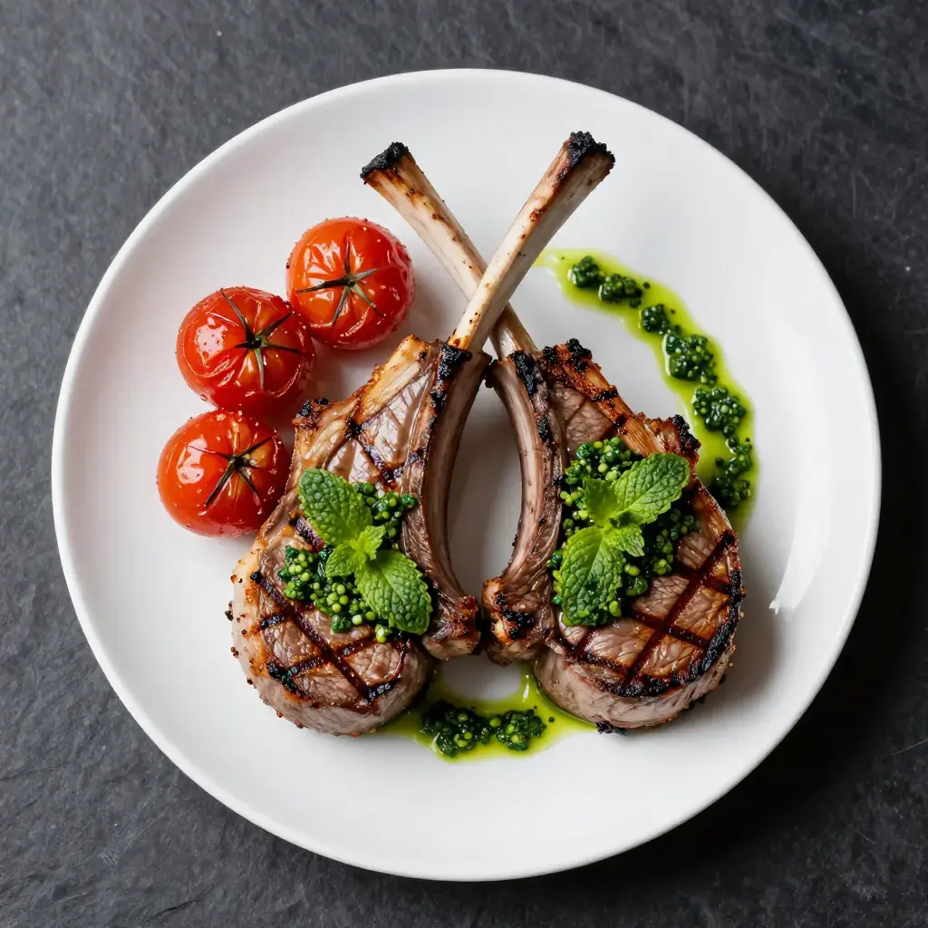 Yakima Valley Grilled Lamb Chops with Mint-Herb Chermoula